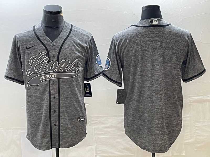 Men%27s Detroit Lions Blank Grey Gridiron With Patch Cool Base Baseball Limited Jersey->los angeles rams->NFL Jersey